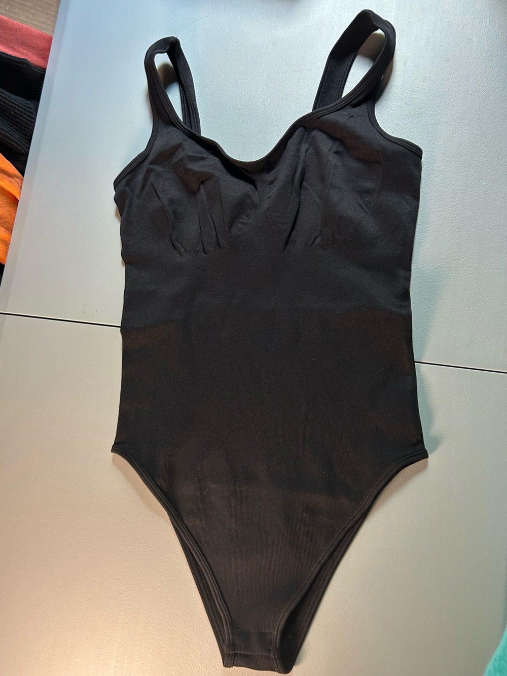 Black Ribbed Tank Bodysuit